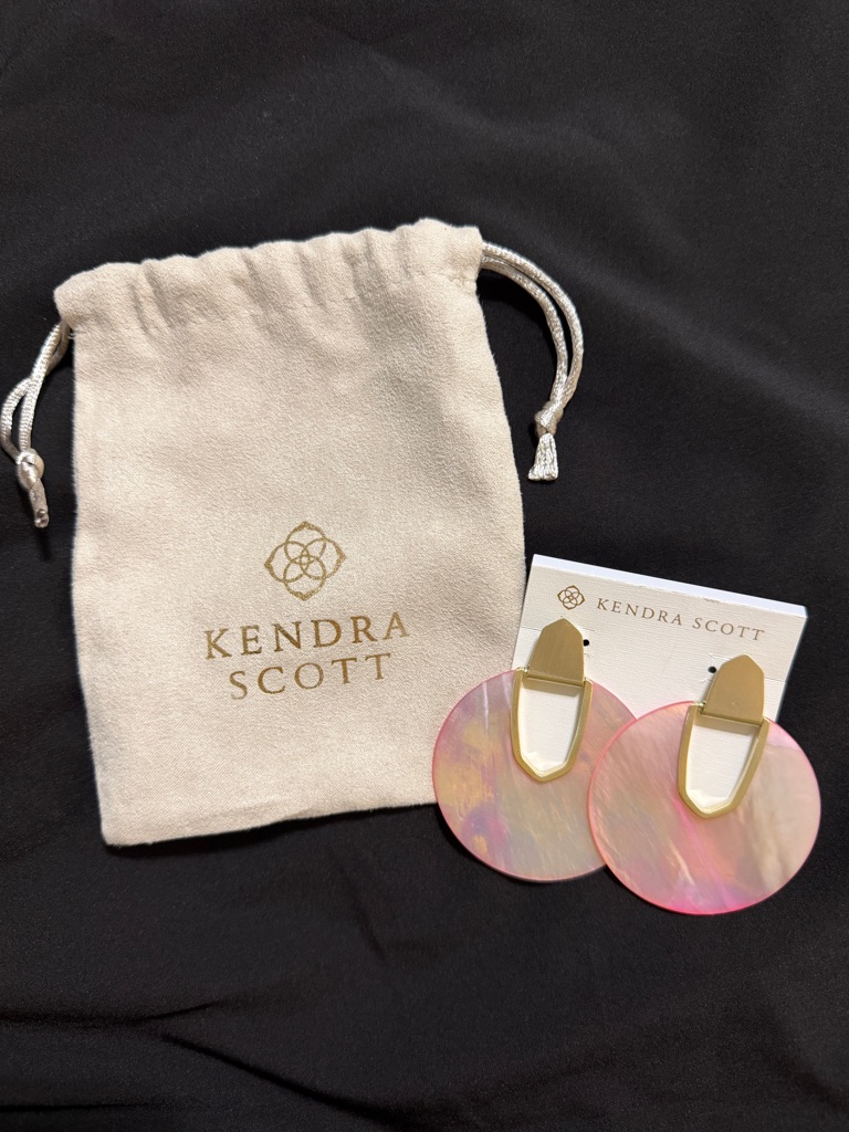 Kendra Scott Iridescent Pink Gold-Tone Disc Drop Earrings